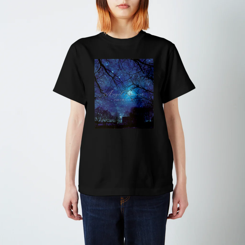 ゆにねこ惑星のପ天使の夏休みଓ夜空旅行(枠なし)(濃) Regular Fit T-Shirt