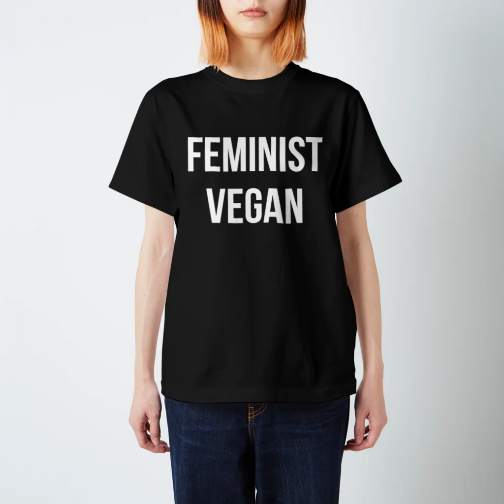 0.00%VEGAN SHOPのfeminist_vegan（白文字） Regular Fit T-Shirt