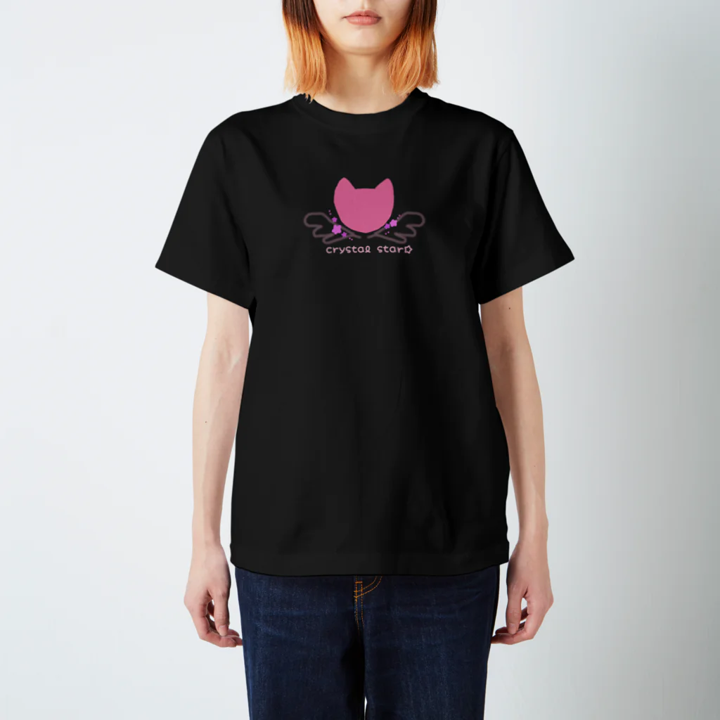 crystal star☆の猫に星と羽根 Regular Fit T-Shirt