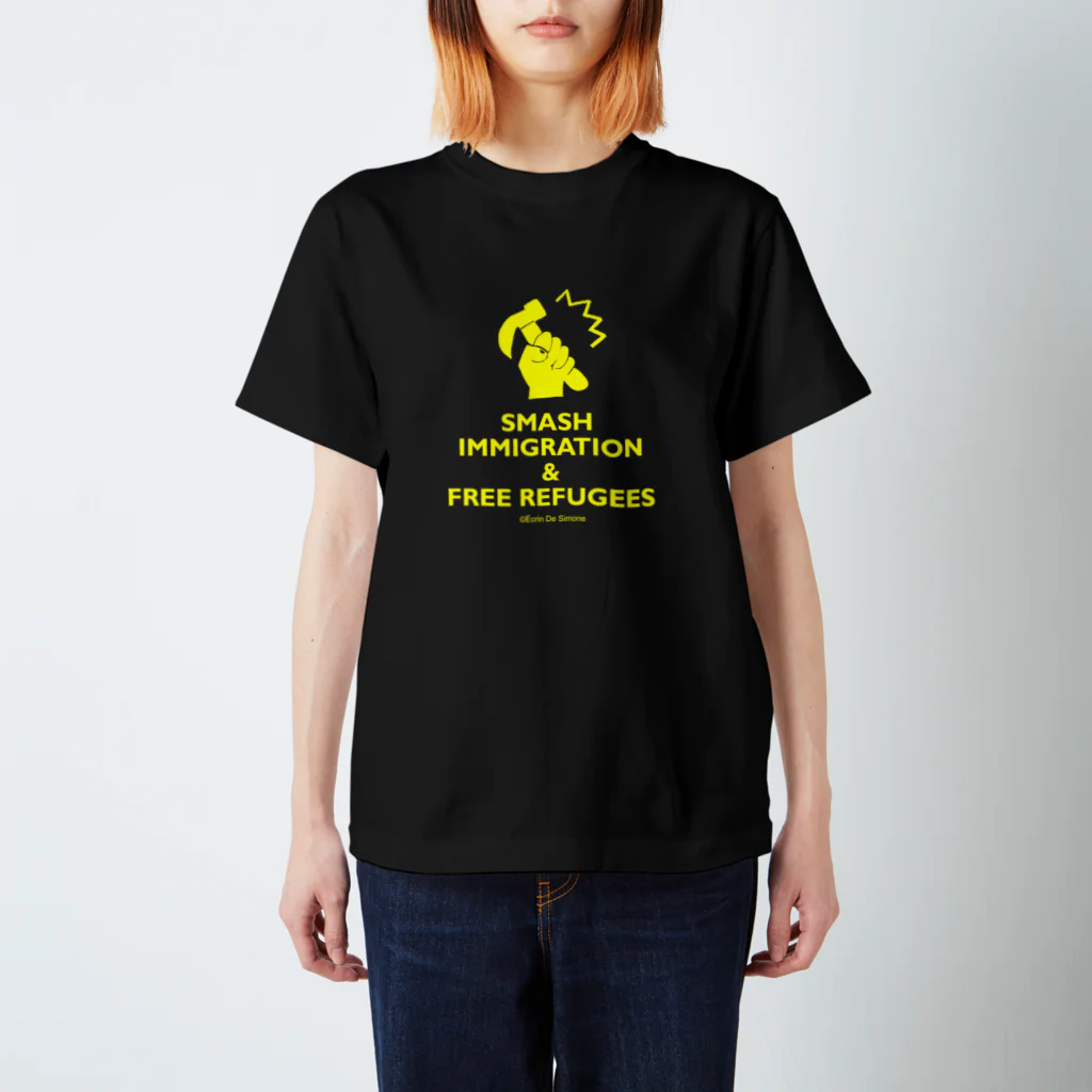 Écrin De SimoneのSMASH IMMIGRATION＆FREE REFUGEES-black スタンダードTシャツ