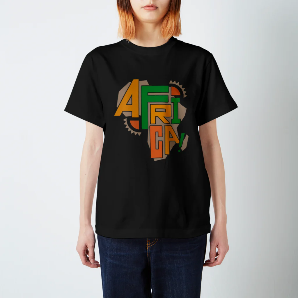 AFRICAN DANCE&DRUM tRibESのサバンナキッズ3　黒地Tシャツ用"AFRICA!" by QOTAROO　 Regular Fit T-Shirt