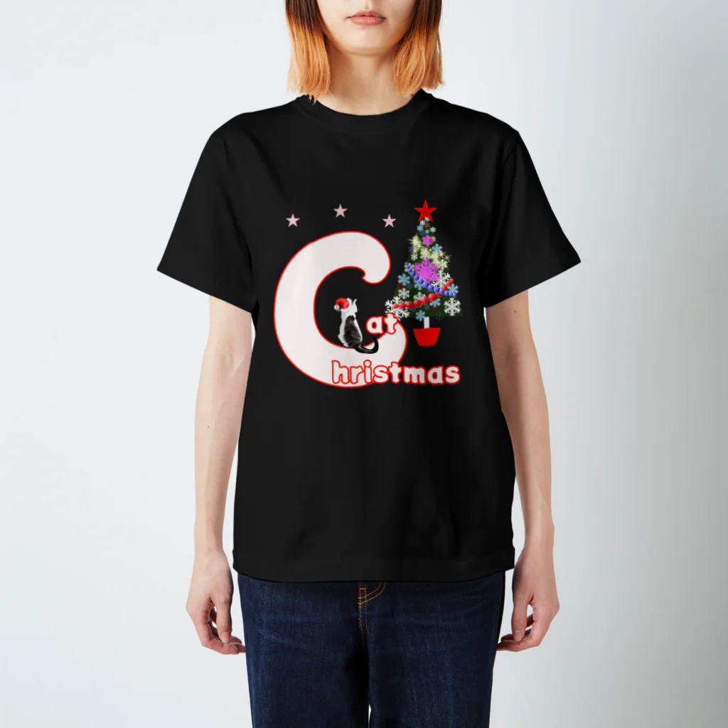 月夜のタツノオトシゴのCat Christmas Regular Fit T-Shirt