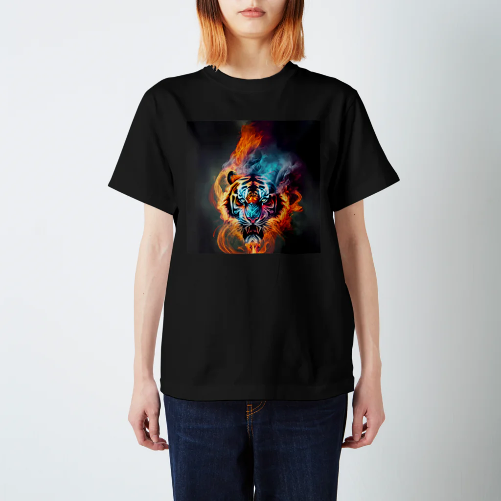 キリマジのTiger with aura of fire and water【B】 スタンダードTシャツ