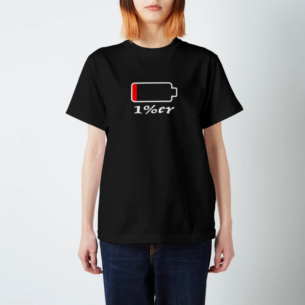 1%erの1%er - white スタンダードTシャツ