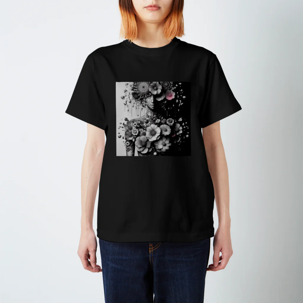 くろぼんの花と女性 スタンダードTシャツ