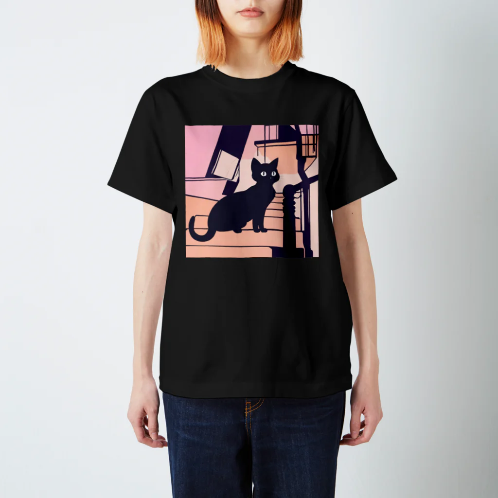 sefyの夕暮れの黒猫ちゃん スタンダードTシャツ