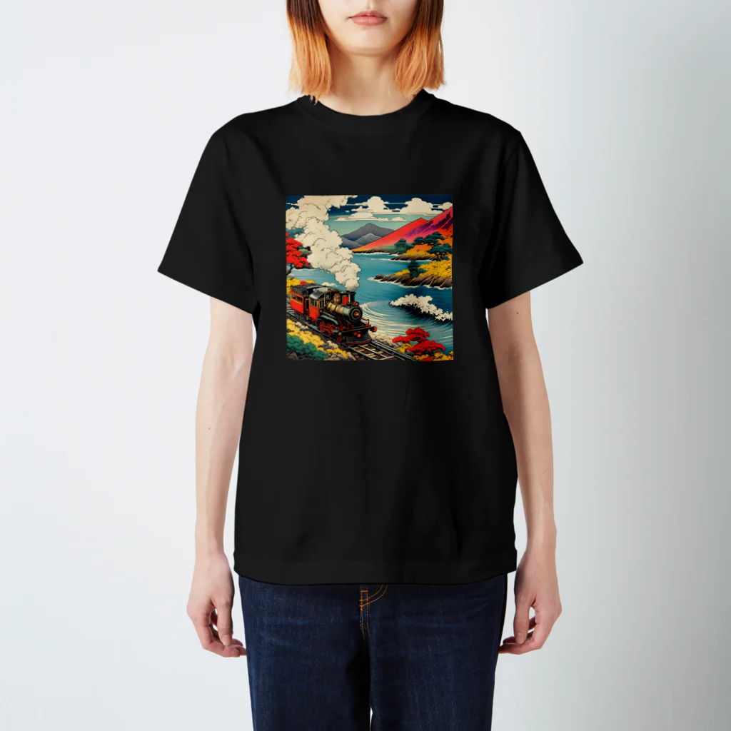 日本の風景 COOL JAPANの日本の風景:SL 蒸気機関車、Japanese senery:SL Steam locomotive Regular Fit T-Shirt