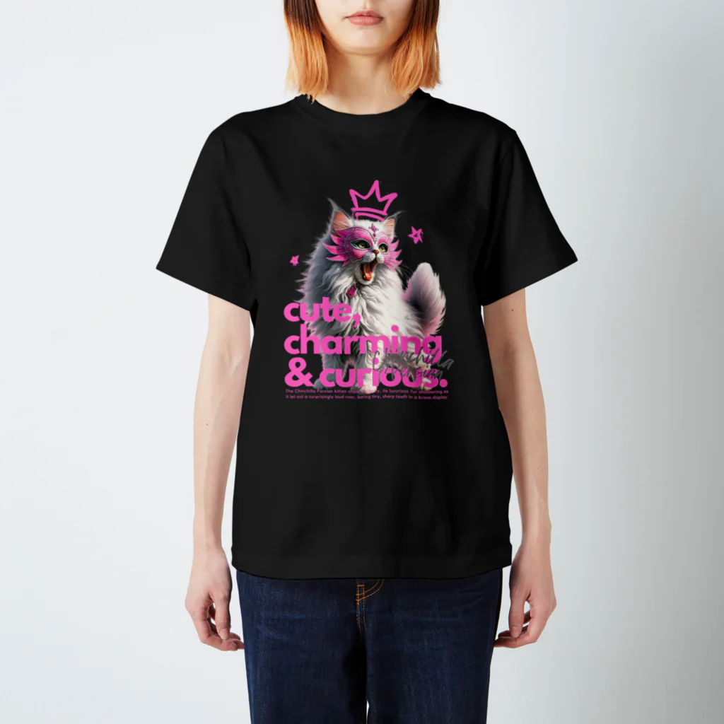 KVM｜kitten ＊ venetian-maskの仮面のチンチラペルシャ｜咆哮 ① スタンダードTシャツ