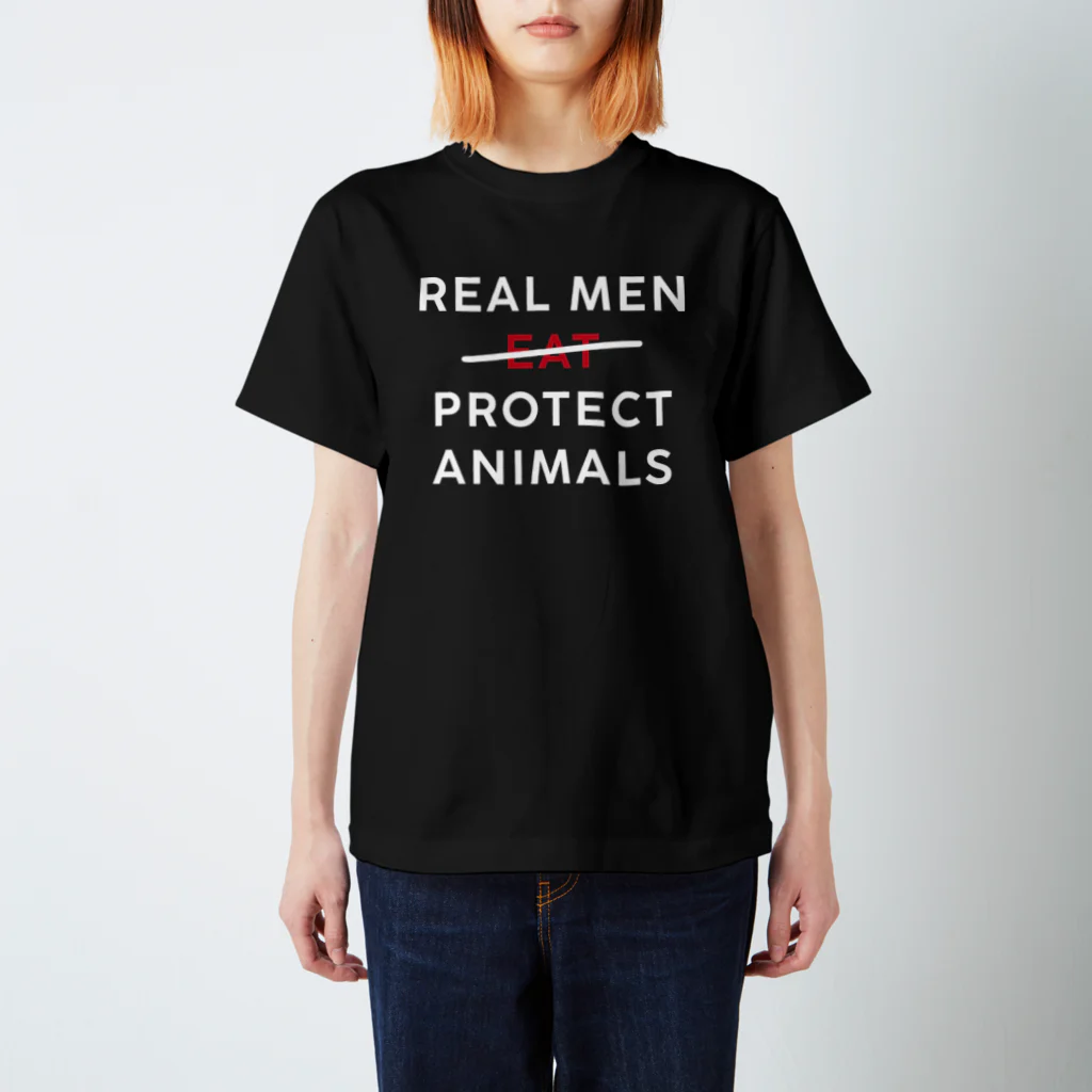 Let's go vegan!のReal men protect animals Regular Fit T-Shirt