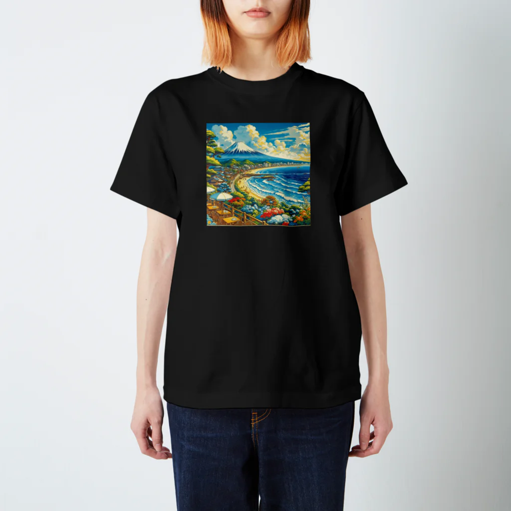 日本の風景 COOL JAPANの日本の風景:カフェから見える富士山と湘南の海 Regular Fit T-Shirt