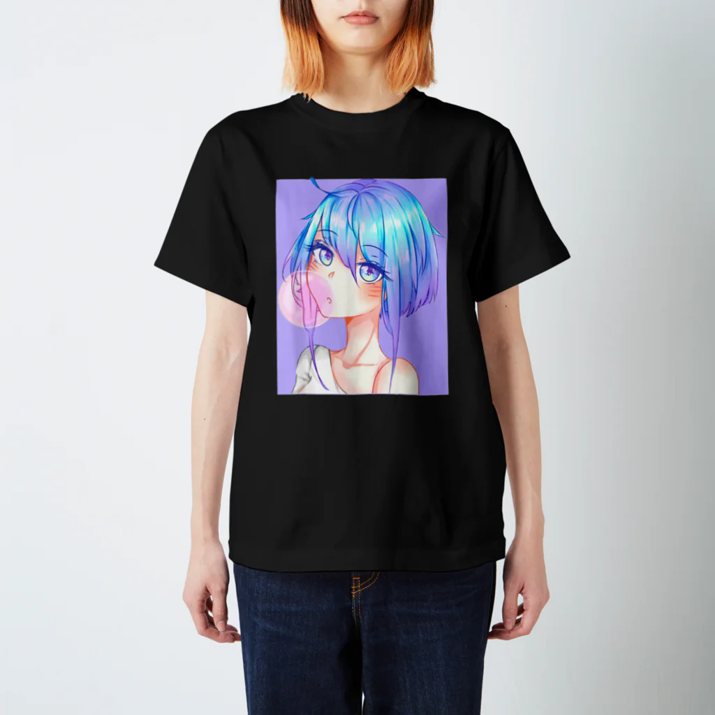 World_Teesのバブルガムを噛むアニメガール 日本の美学 アニメオタク スタンダードTシャツ