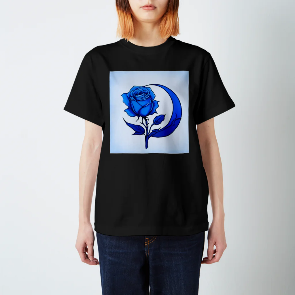 Licht_flowerの青い薔薇と月 スタンダードTシャツ