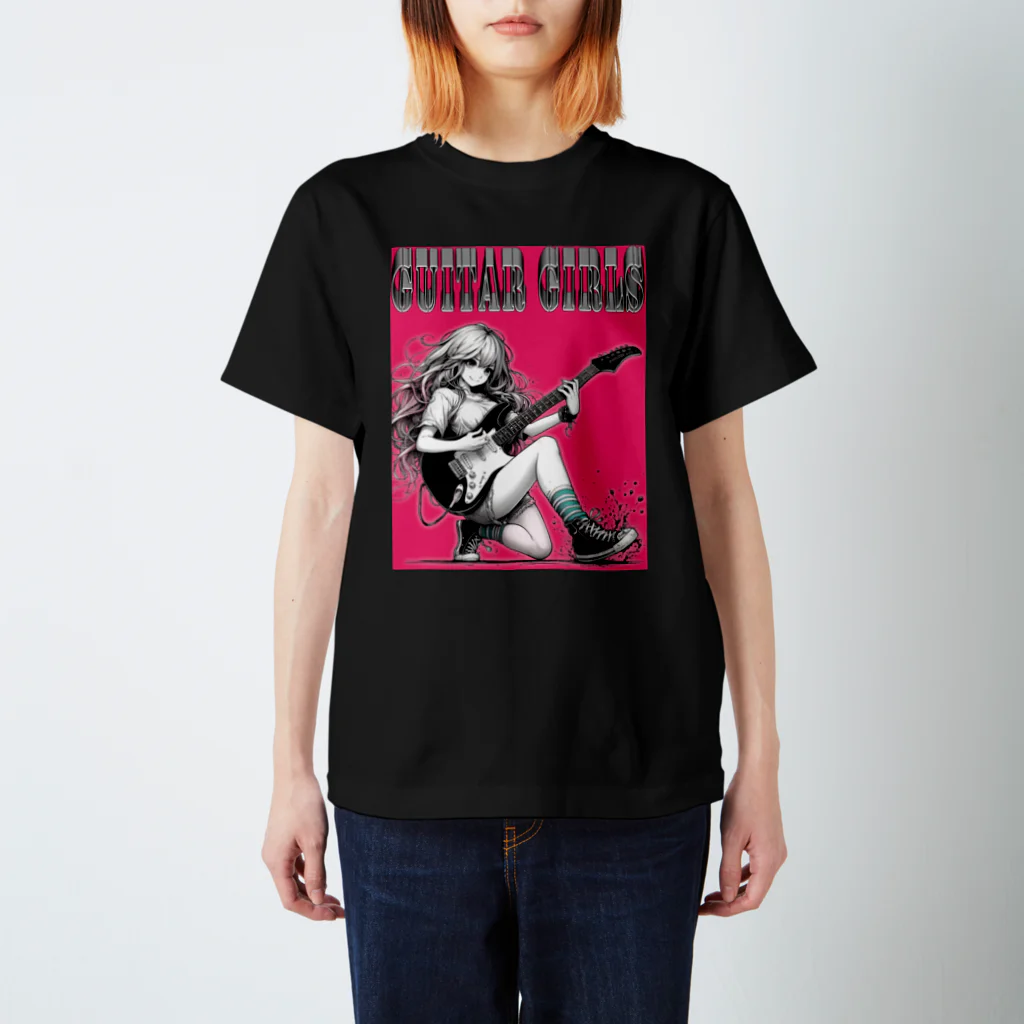 PALA's SHOP　cool、シュール、古風、和風、のGUITAR GIRLS　６□ スタンダードTシャツ