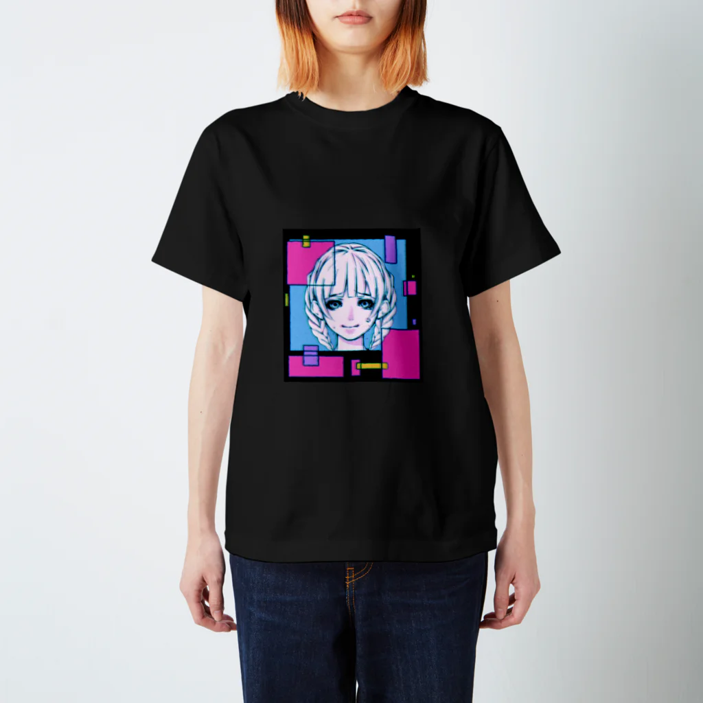 めぐ。の泣き笑いの三つ編み美少女（昔のテレビっぽい加工あり） スタンダードTシャツ