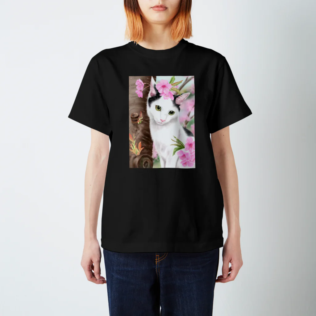 Ａｔｅｌｉｅｒ　Ｈｅｕｒｅｕｘの桜と猫 Regular Fit T-Shirt