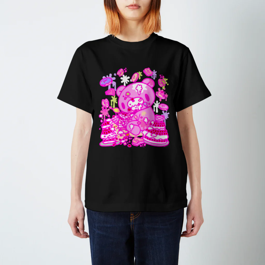 CHAX COLONY imaginariの【各10点限定】いたずらぐまのグル〜ミ〜(8/special2/pink×blackback) スタンダードTシャツ