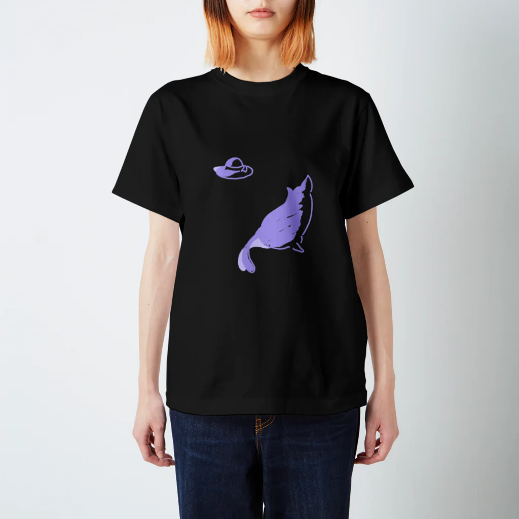 Karinsyrupの猫と帽子(紫) スタンダードTシャツ