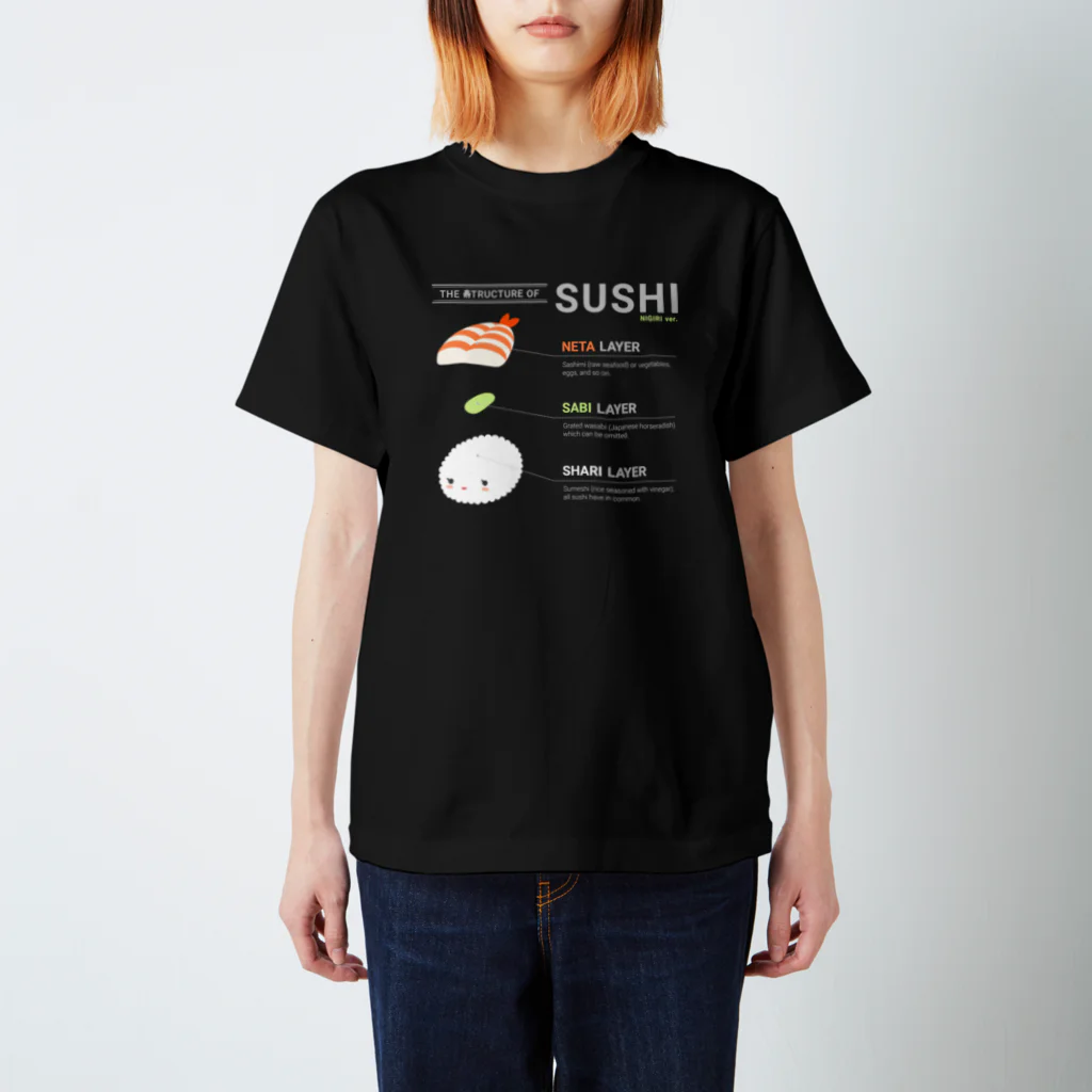 あわゆきのTHE 寿TRUCTURE OF SUSHI （えび） スタンダードTシャツ