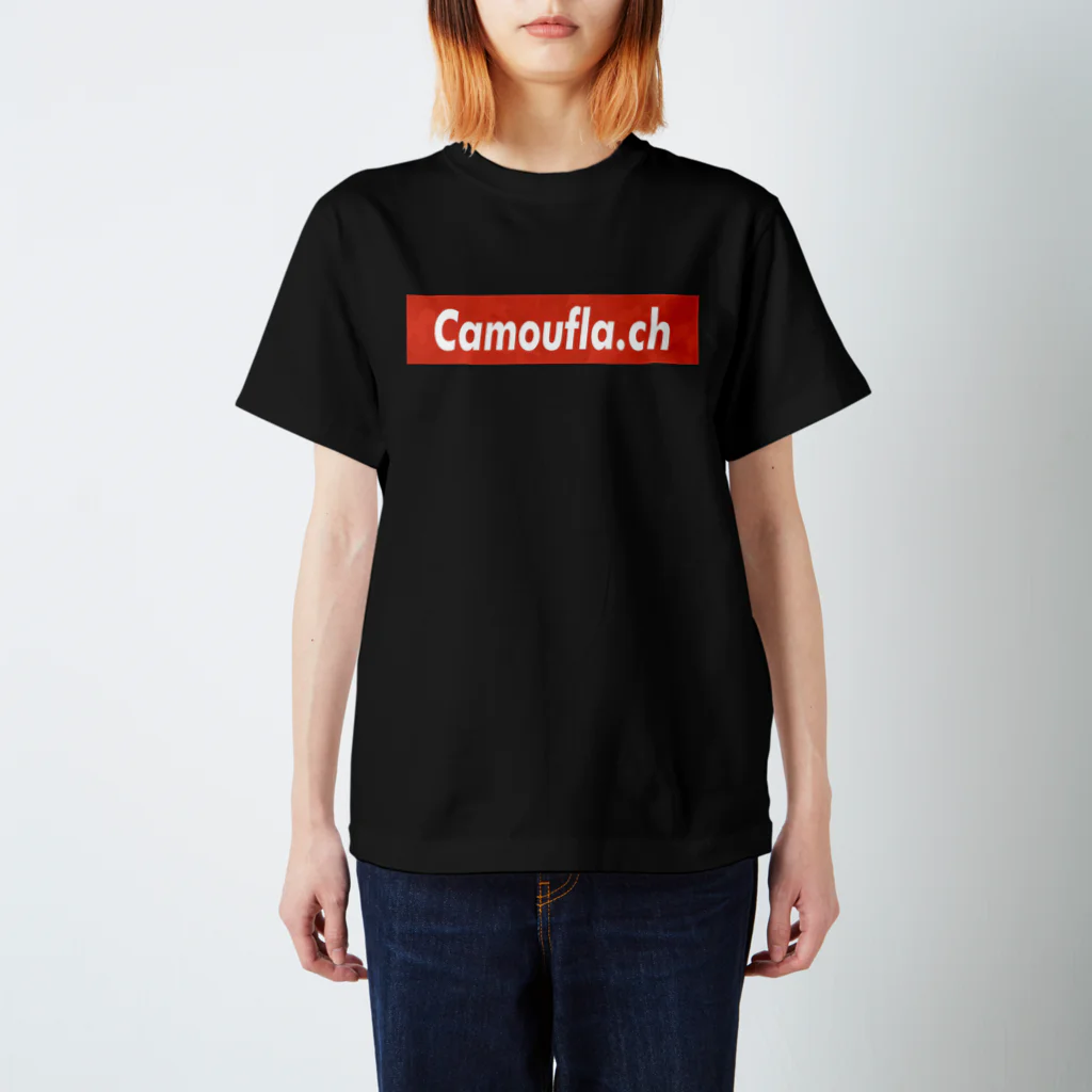 カモフラチャンネル オフィシャルグッズのボックスロゴ RED 티셔츠