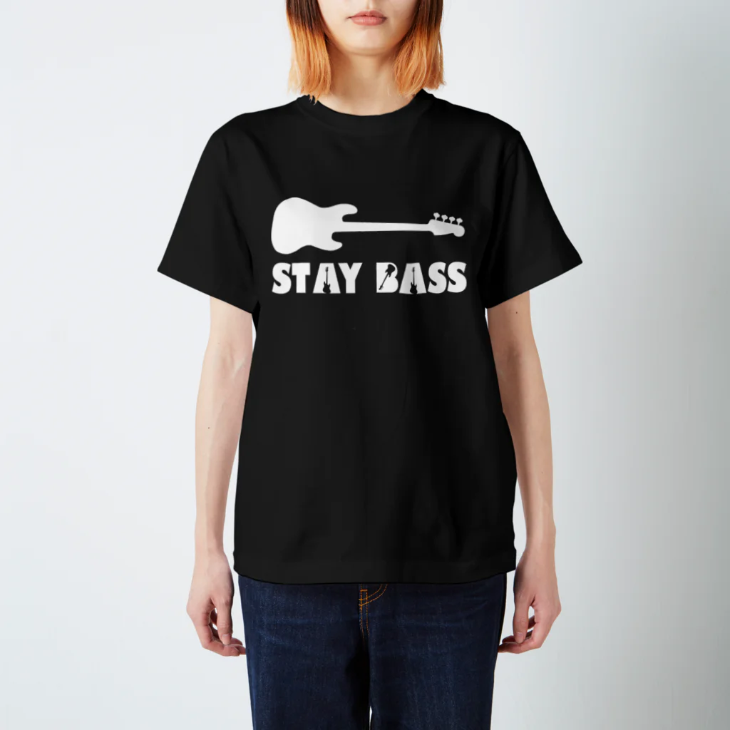 ベース会ONLINE SHOPのSTAY BASS（白ロゴ） スタンダードTシャツ