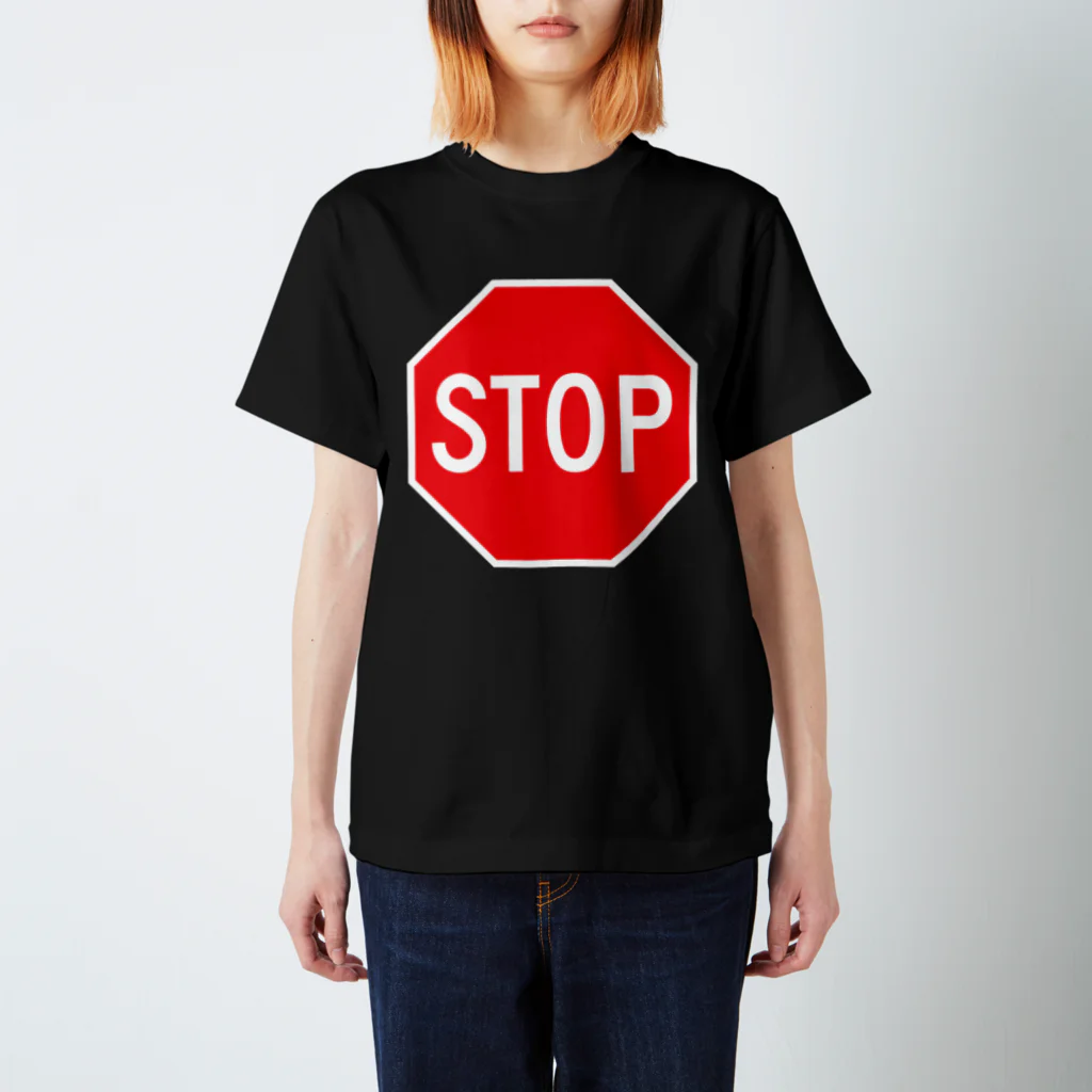 DRIPPEDのSTOP-ストップ アメリカの一時停止標識ロゴ スタンダードTシャツ