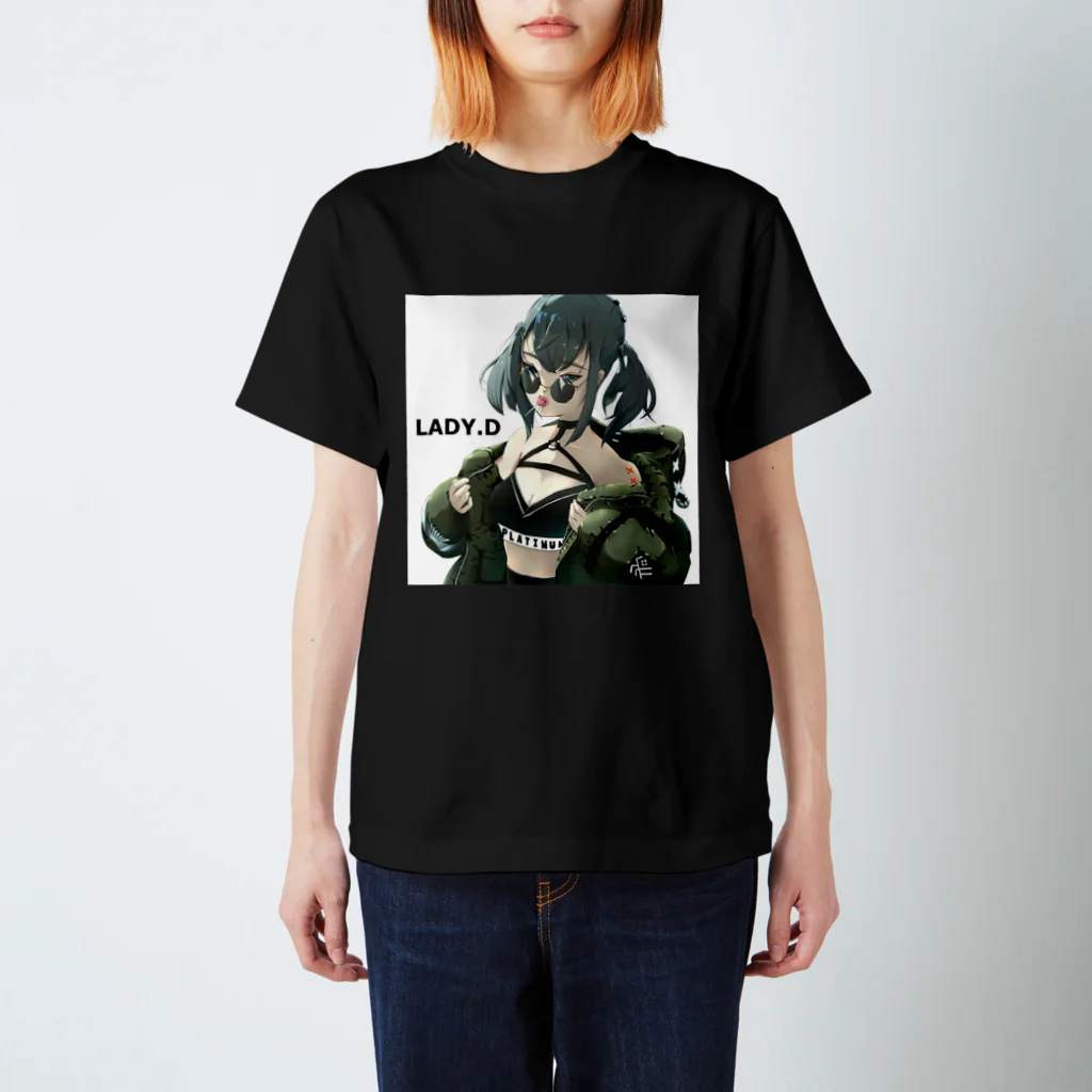 lady.d.イラスト_shopのキャラ（Green portrait ） スタンダードTシャツ