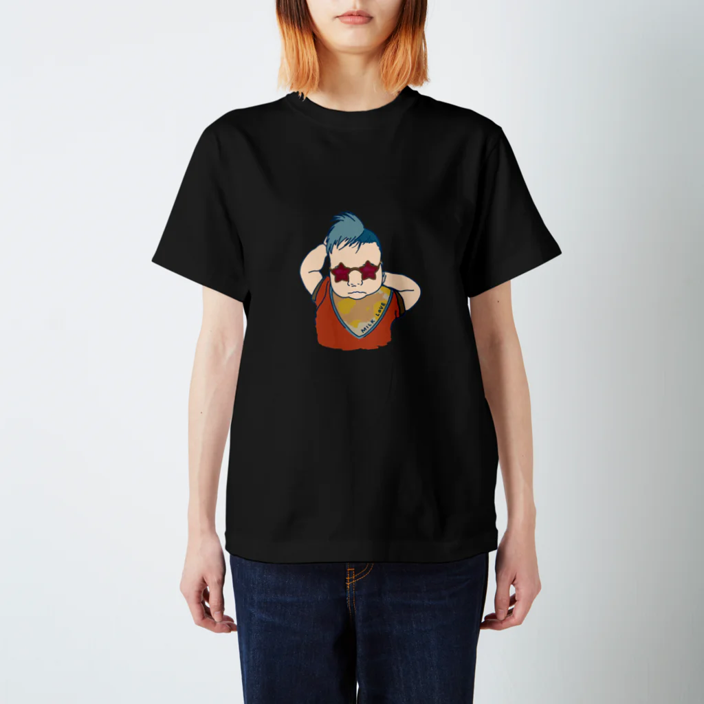 nerinelinen(ねりねりねん)のレトロカラーなチャラいmilk loveベビー Regular Fit T-Shirt