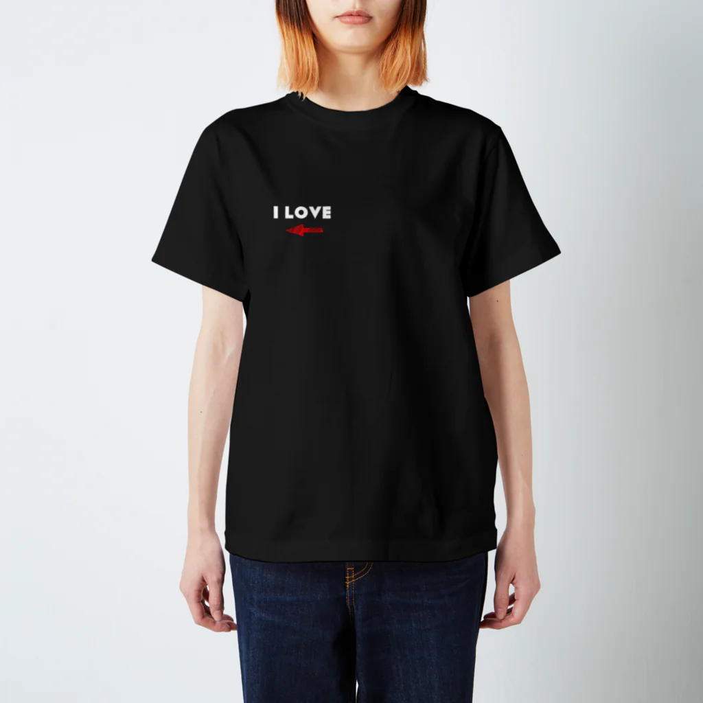 YükaCh!ka(ユカチカ)のI LOVE ←(文字白) Regular Fit T-Shirt