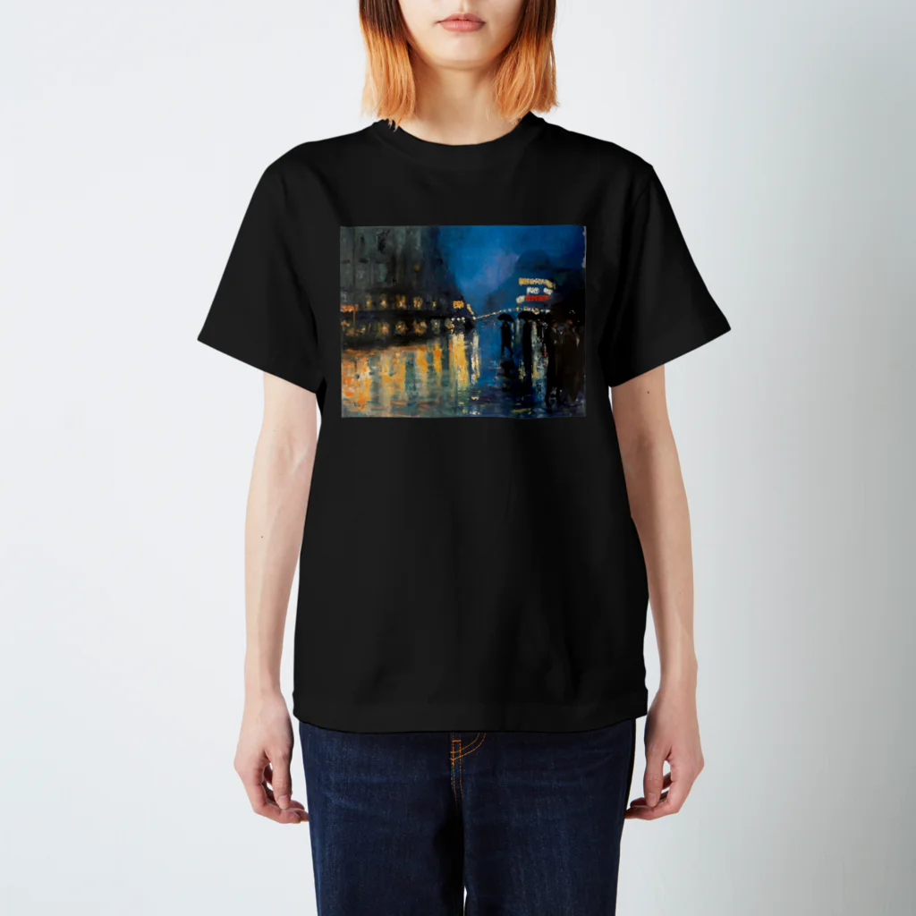 TakahashijunのLesser Ury 夜のポツダム広場 (レッサー・ユリィ／レッサー・ウリィ)  Regular Fit T-Shirt