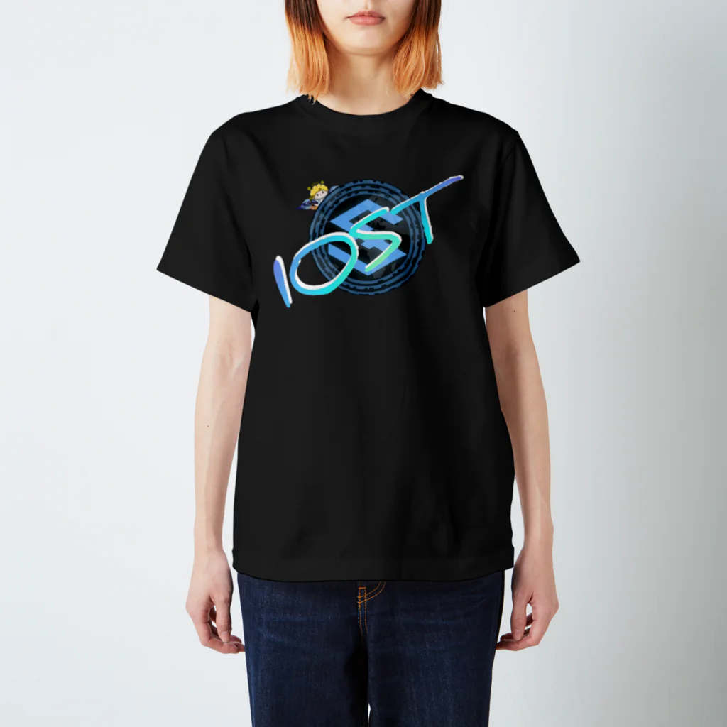 IOST_Supporter_CharityのIOST【ホッパーデザイン】グラデーション（青サポたん） スタンダードTシャツ