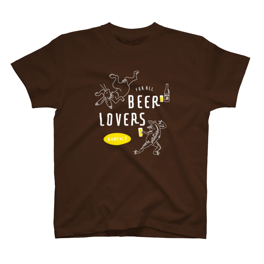 ビールとアート TM-3 Designの名画 × BEER（鳥獣戯画・すべてのビール好きのために）白線画 スタンダードTシャツ