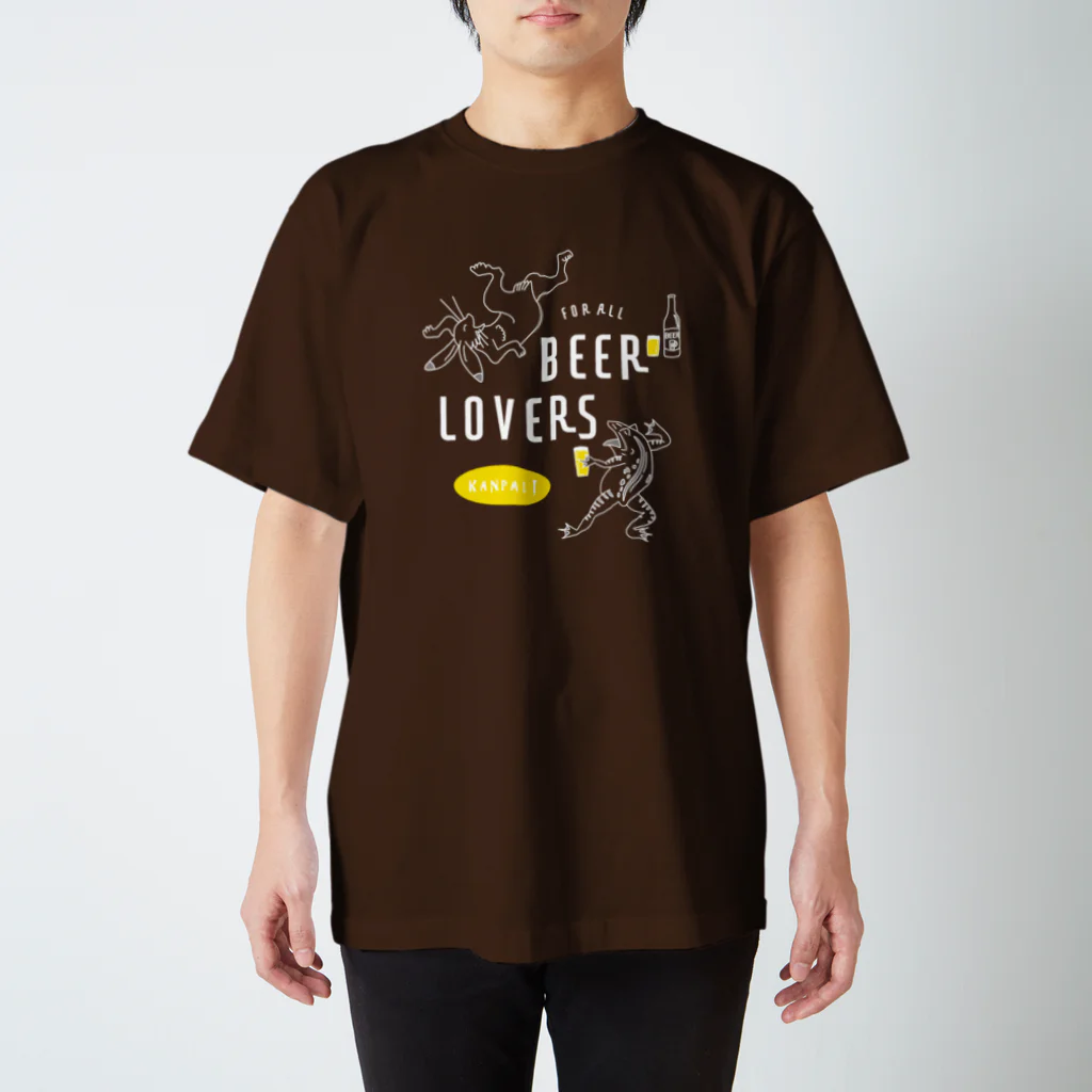 ビールとアート TM-3 Designの名画 × BEER（鳥獣戯画・すべてのビール好きのために）白線画 スタンダードTシャツ