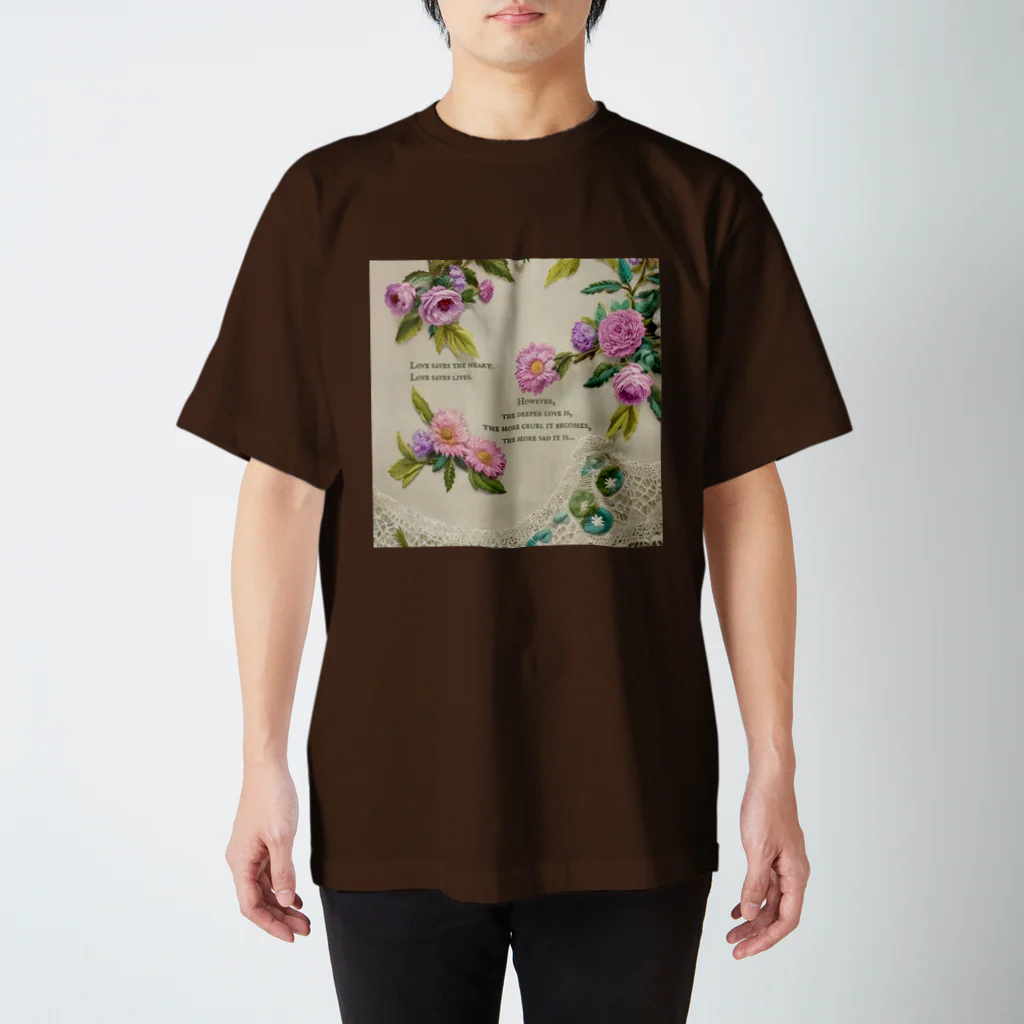 【ホラー専門店】ジルショップの花の刺繍のビンテージデザイン② スタンダードTシャツ