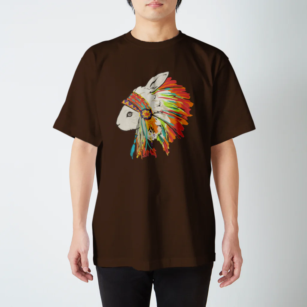 くーぴーばにーの羽飾りのうさぎ Regular Fit T-Shirt