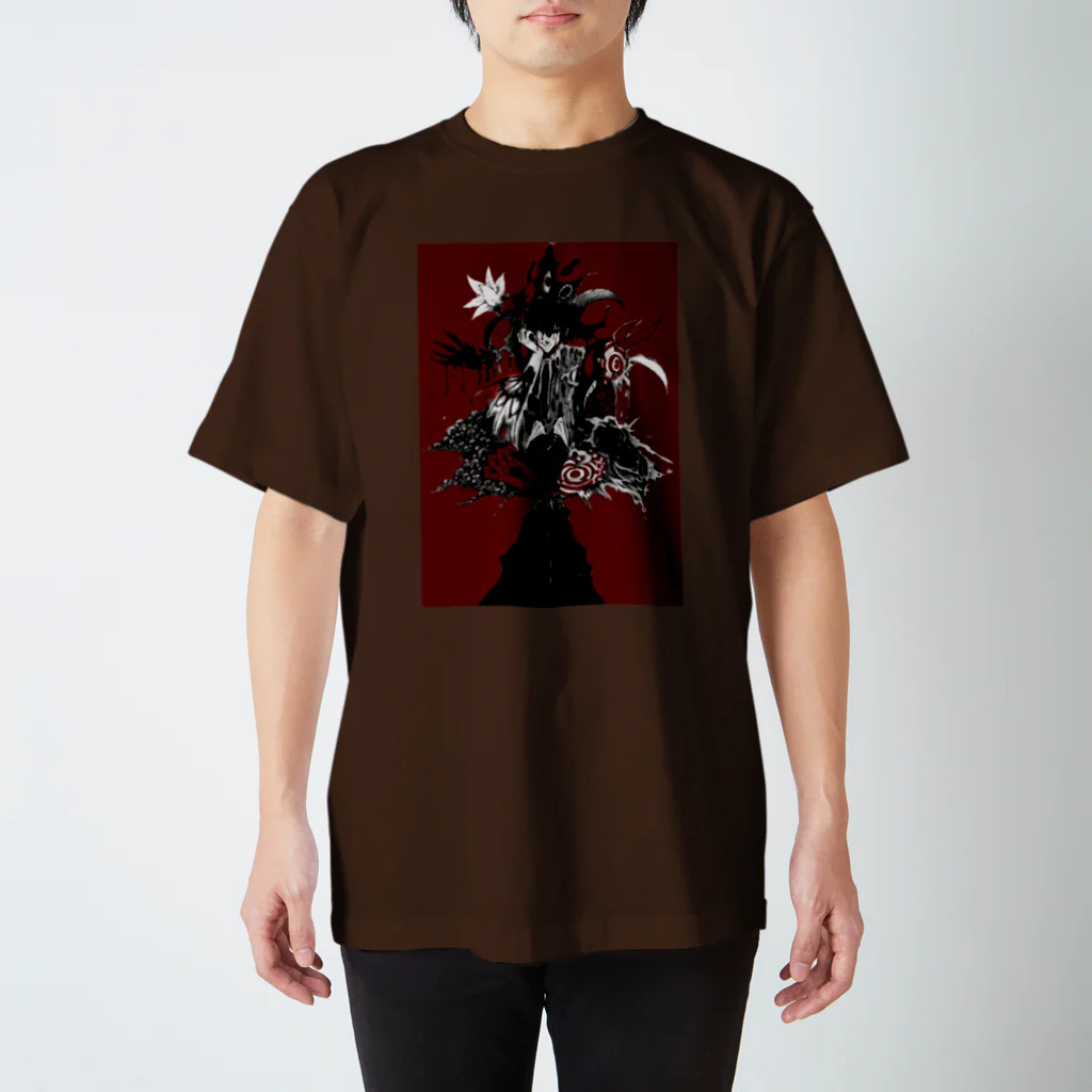 《成れの果て》-suzuri支店-の『　赫　と　影　』 スタンダードTシャツ