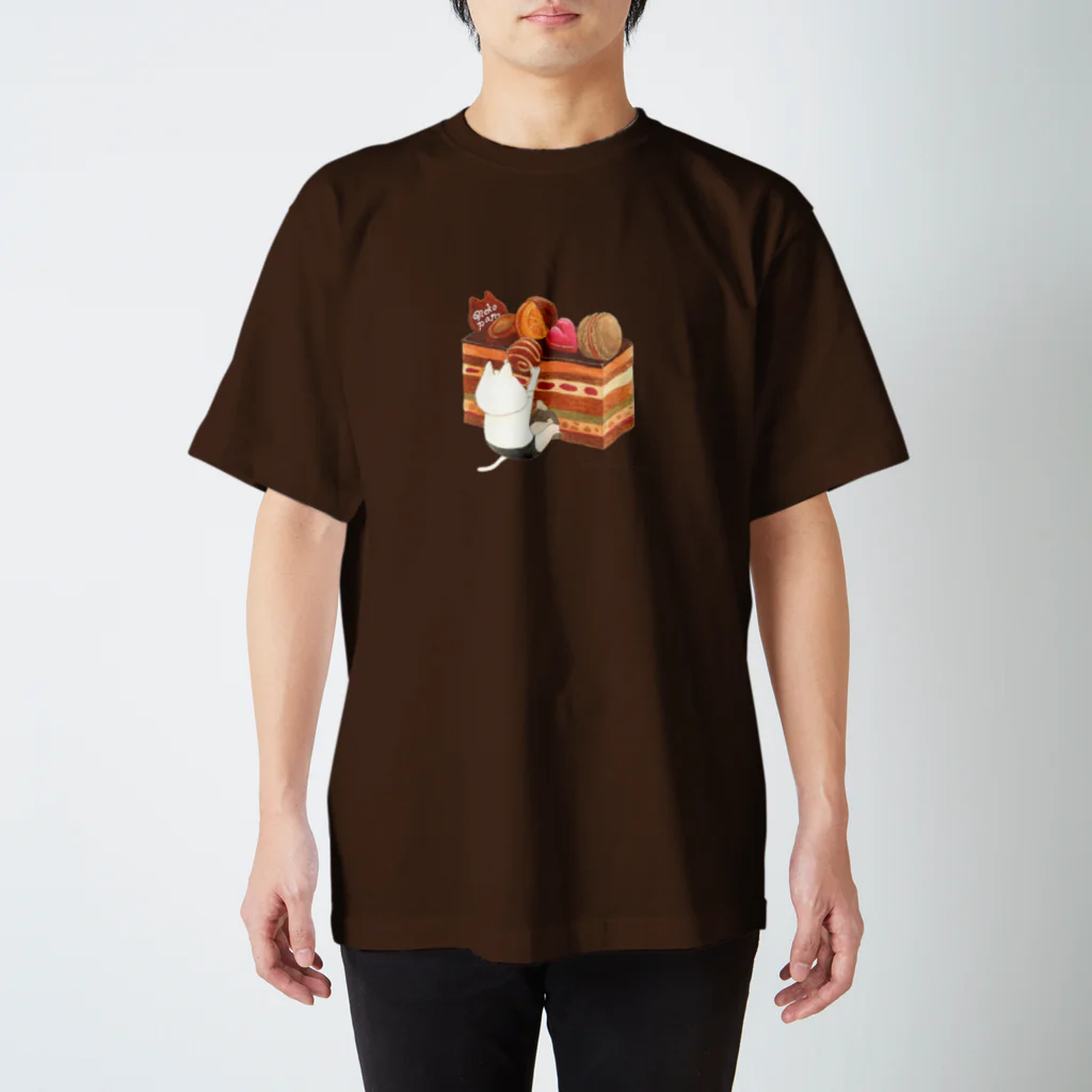 FWAFWA house+のネコぱんとチョコ乗せオペラケーキ スタンダードTシャツ