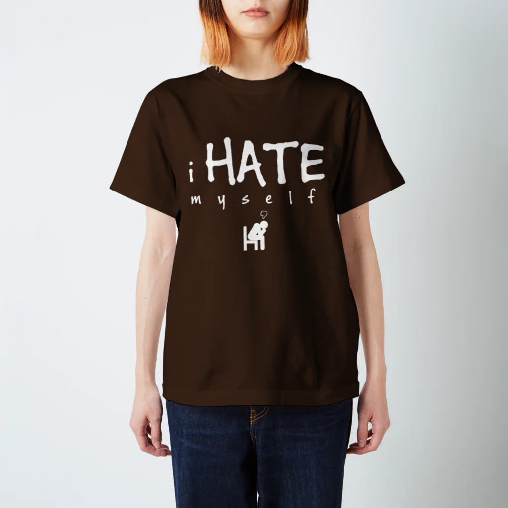 8garage SUZURI SHOPのi HATE myself [White] スタンダードTシャツ