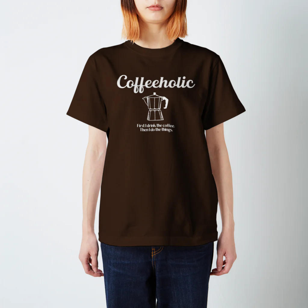 かえる商店のCOFFEEHOLIC white logo スタンダードTシャツ