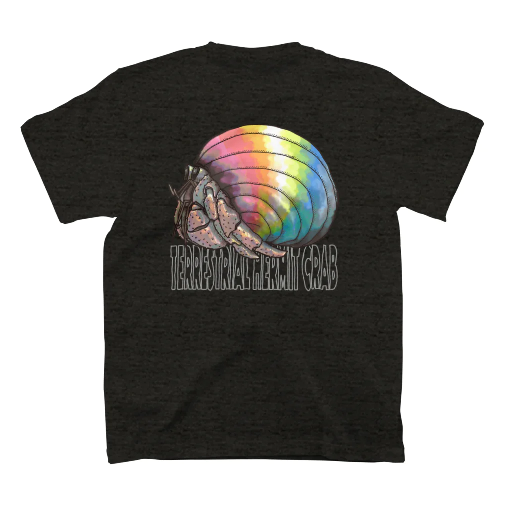 QUEER YADOKARIの白っぽい字のTerrestrial Hermit Crab (queer) スタンダードTシャツの裏面