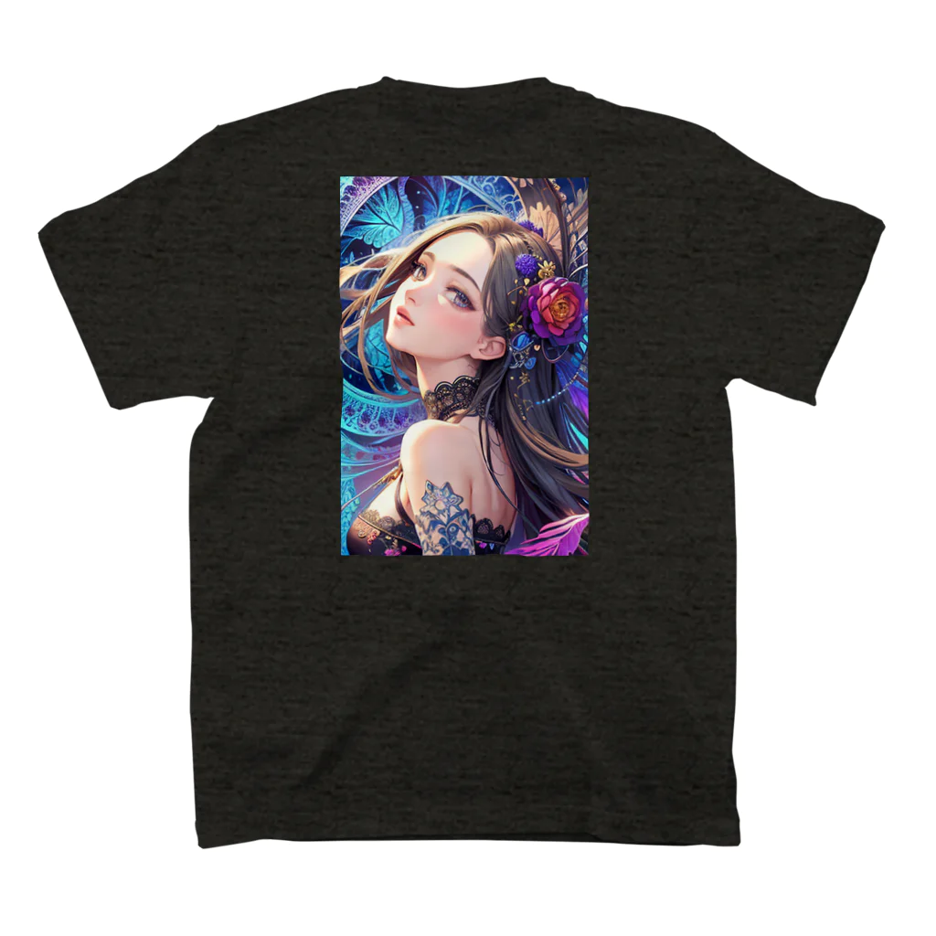 Rapitesu_AI_officialの「花の中の美 - レースの少女」 スタンダードTシャツの裏面