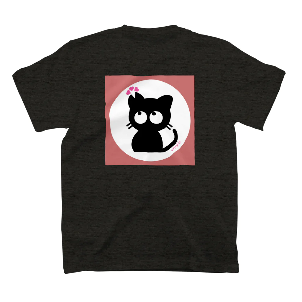 angryhipのさくら黒ねこ スタンダードTシャツの裏面