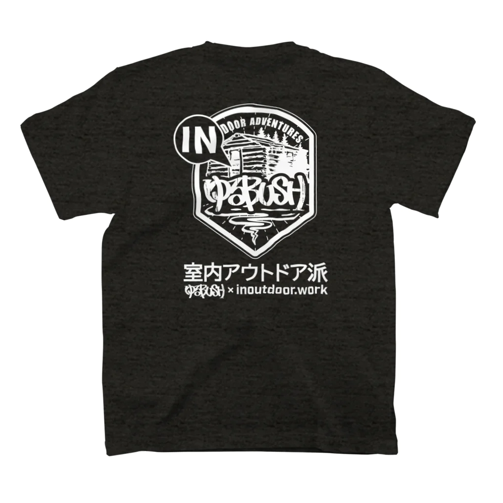 Too fool campers Shop!のゆるBUSH OUTDOOR x inoutdoor.work x 1minutes feather chopstick challenge スーパーコラボ スタンダードTシャツの裏面