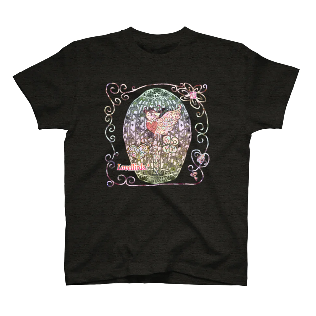 ❀花狐庵❀-HanaKoAn-の「花籠」Series * LoveBirds♡pink スタンダードTシャツ