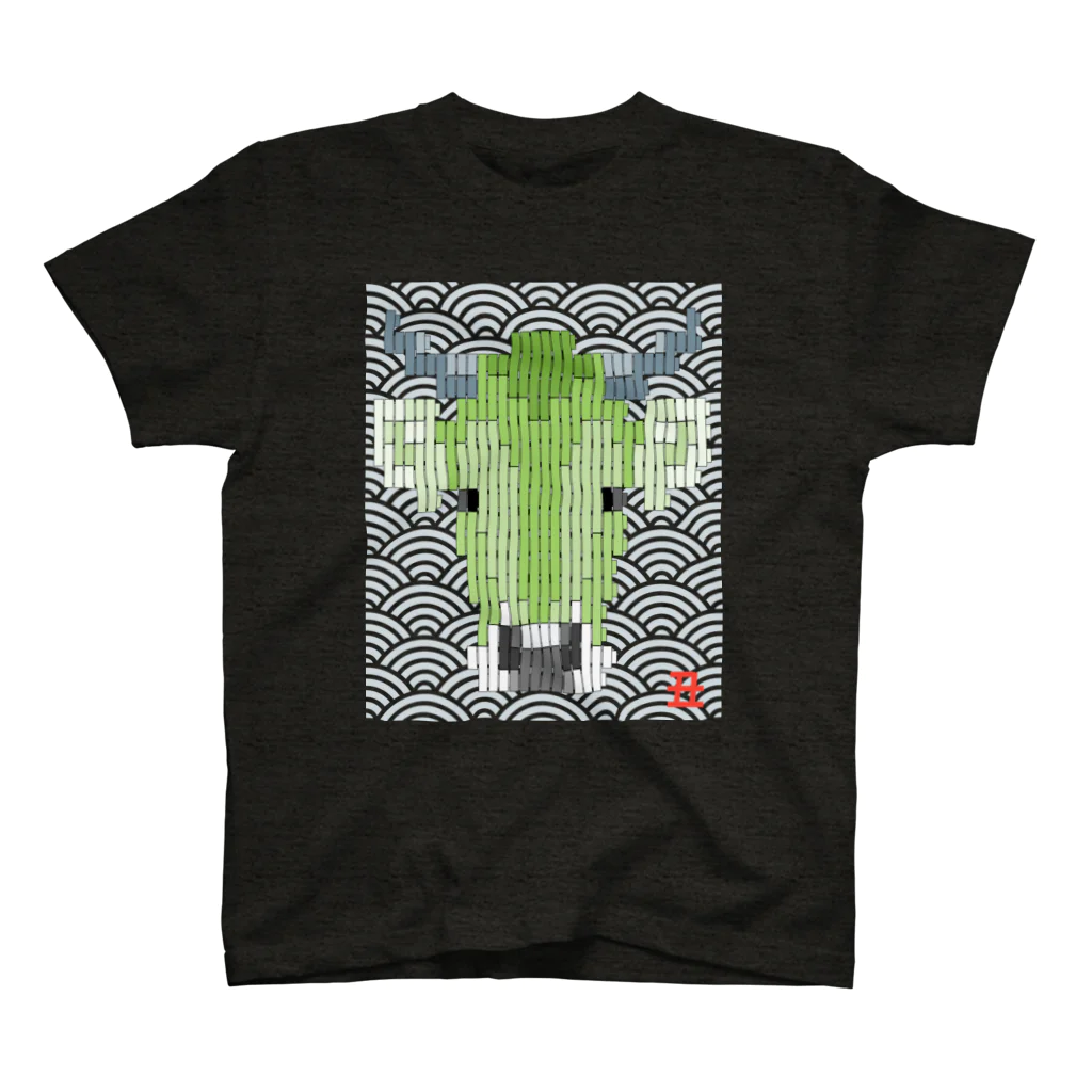 bonnylochの丑-lightGreen_青海波＠ブロックイラスト Regular Fit T-Shirt