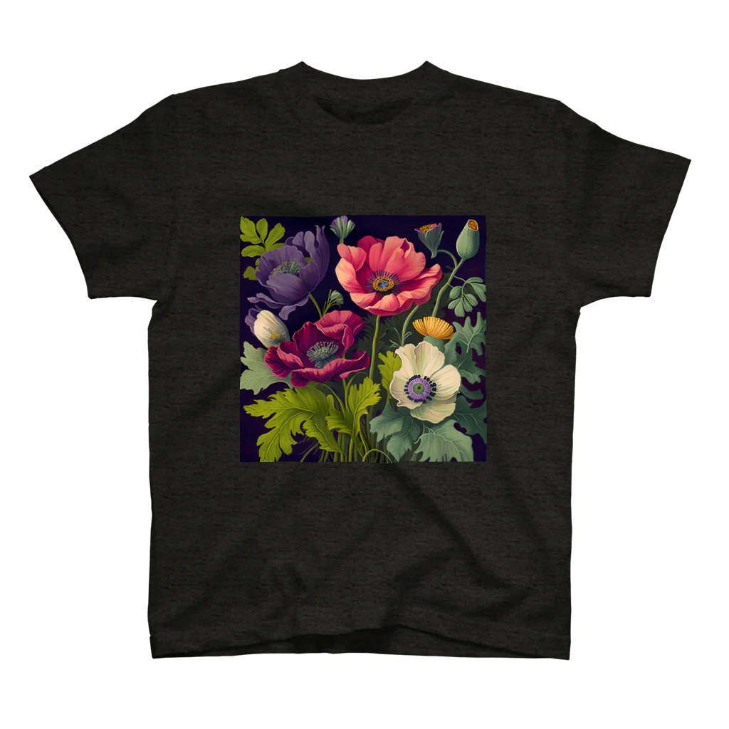 botanicalartAIのアネモネのボカニカルアートイラスト Regular Fit T-Shirt