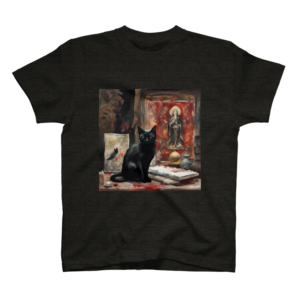 叶和の絵画風の黒猫🐈‍⬛ スタンダードTシャツ