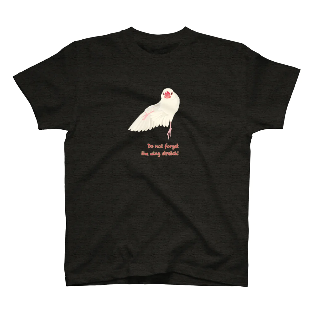 文鳥中心のDo not forget  the wing stretch!（ダーク用） スタンダードTシャツ