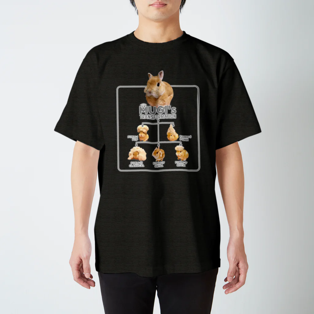 うさぎのうみちゃんねるショップのむぎちゃんトランスフォーメーション-うさぎのうみのうさ友シリーズ Regular Fit T-Shirt