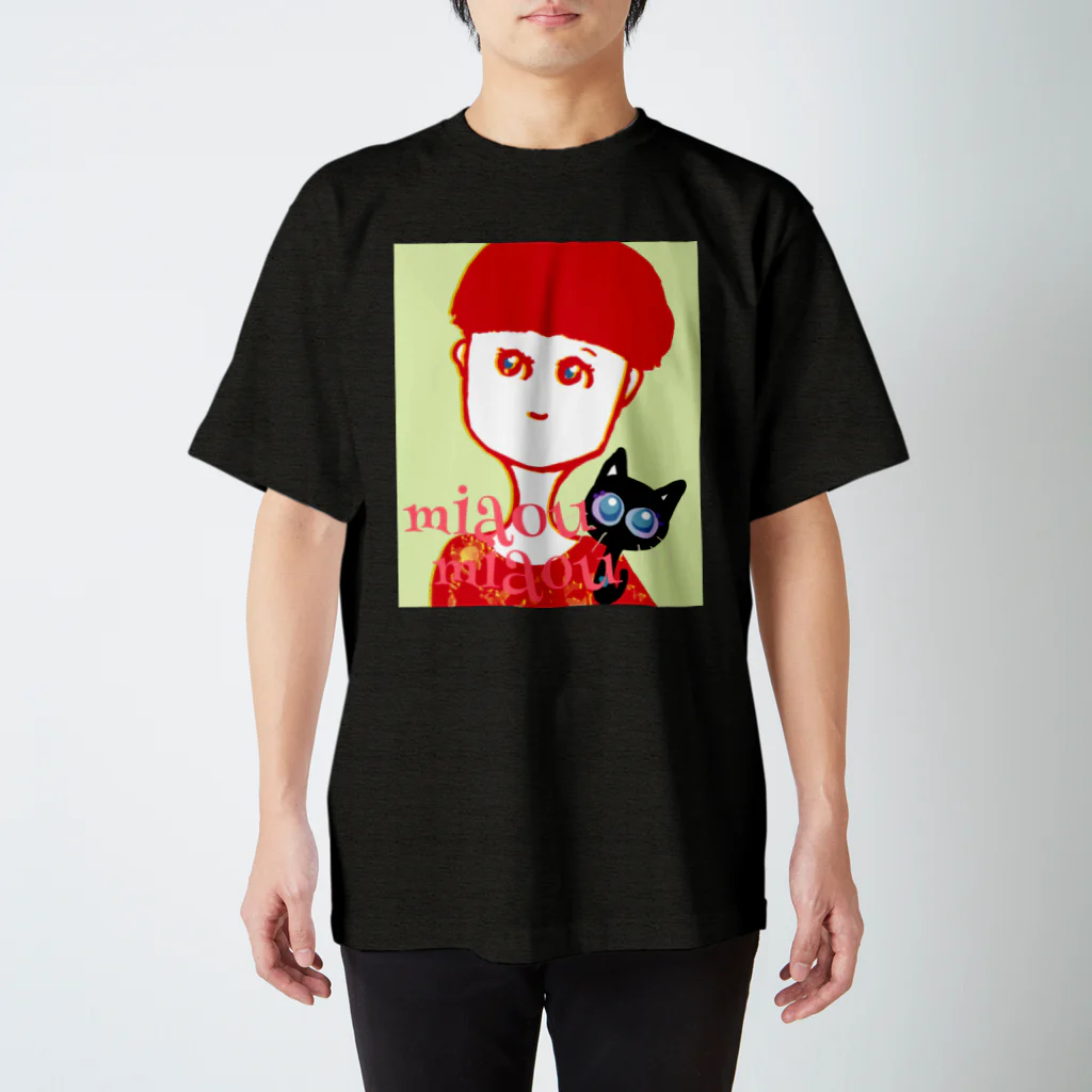 sasame's shopのねことわたし  ショートヘアにしました スタンダードTシャツ