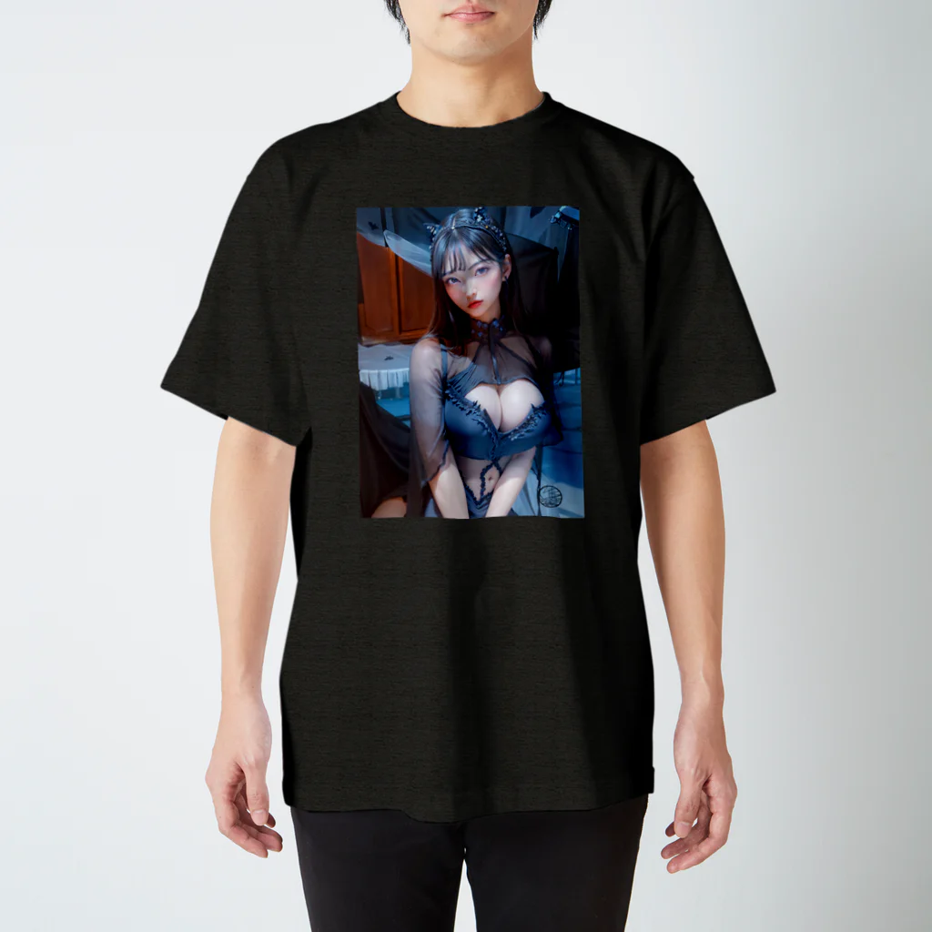 くろまる_AI/ColorMerry_AIのちょっと妖しい黒い蝶１ スタンダードTシャツ